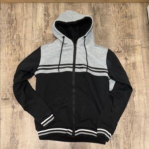 Men's Black and Gray Hooded Sweater